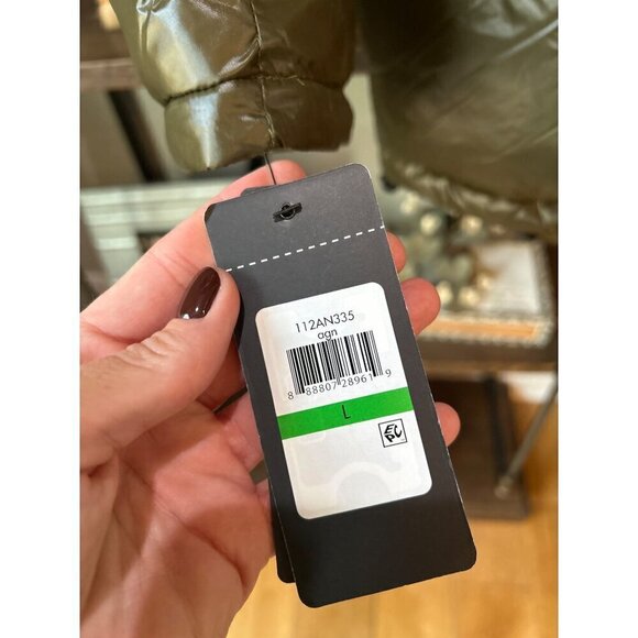 GUESS Hooded Solid Puffer Jacket Army Green Mens Size Large - Picture 10 of 10